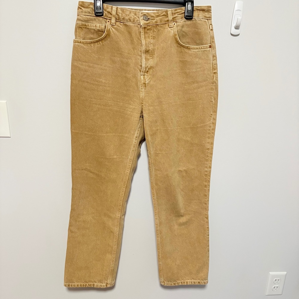 Reformation Cynthia High Rise Straight Jeans Women Tan 30 Cotton Camel